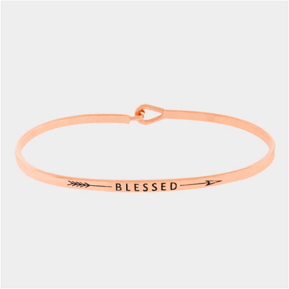 • "Blessed" thin metal hook bracelet